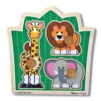 Melissa & Doug - Jungle Friends Knob Puzzle - 3pc