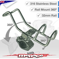 316 Stainless Steel Adjustable RAIL MOUNT ROD Holder [32mm]