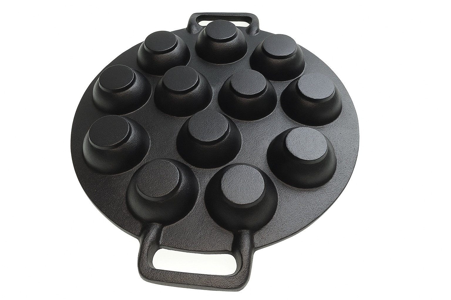 12 Dimple Cast Iron Poffertjes Mini Dutch Pancake Cake Pan with Handles