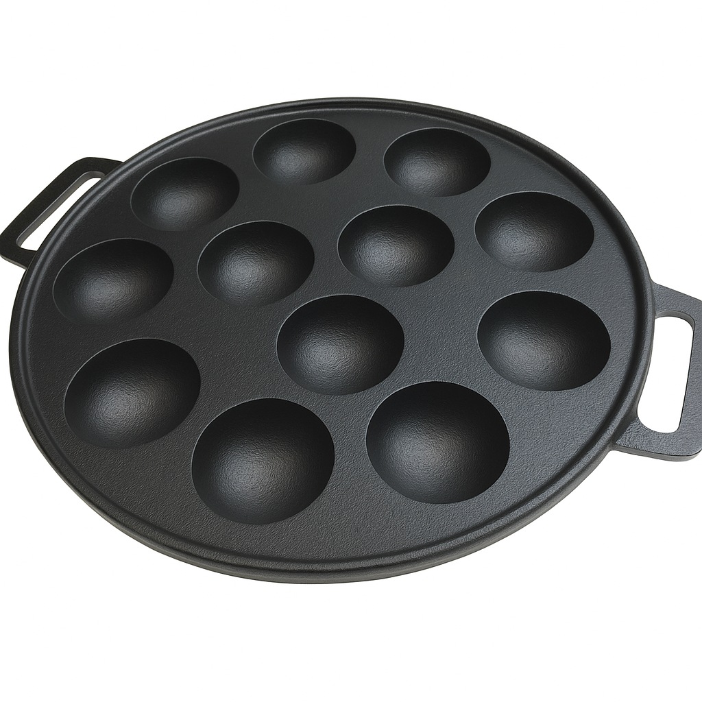 12 Dimple Cast Iron Poffertjes Mini Dutch Pancake Cake Pan with Handles