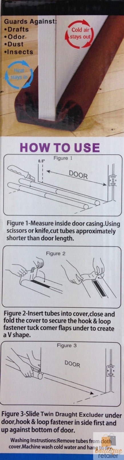 3x Twin Draft Stopper Double Sided Snake Air Wind Door Guard Cover