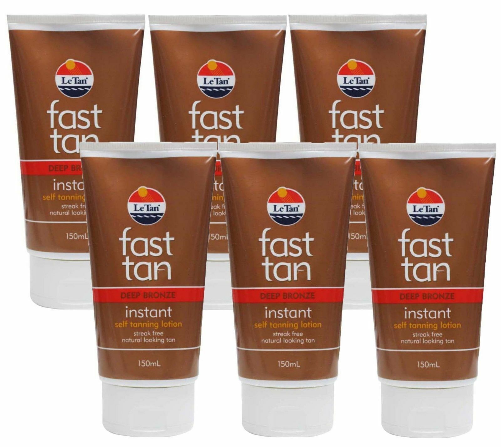 6x LE TAN 150ml Fast Tan Instant Self Tanning Lotion Bulk Pack Deep