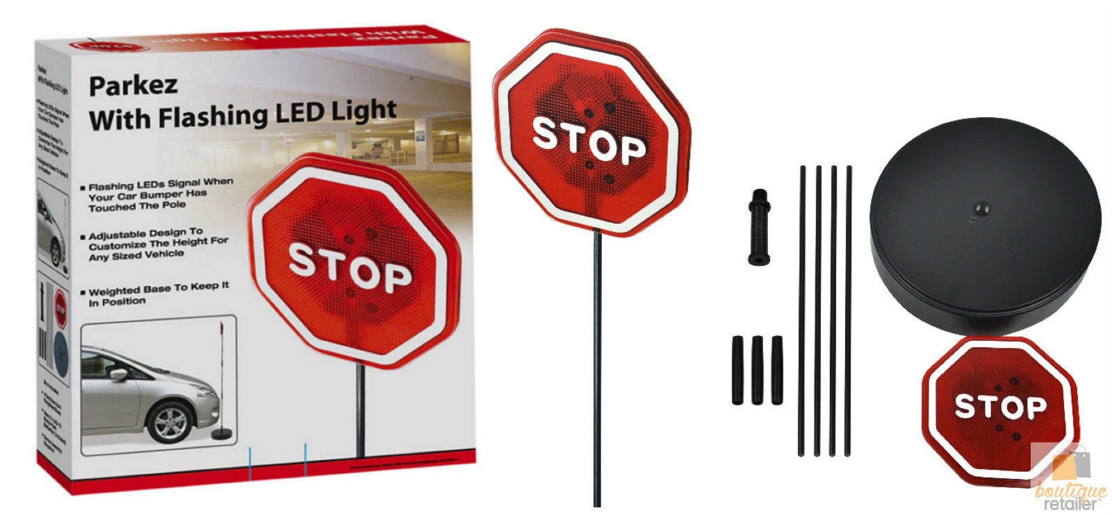 Parking Stop Sign Parkez Flashing Led Ligth Car Garage System Sign