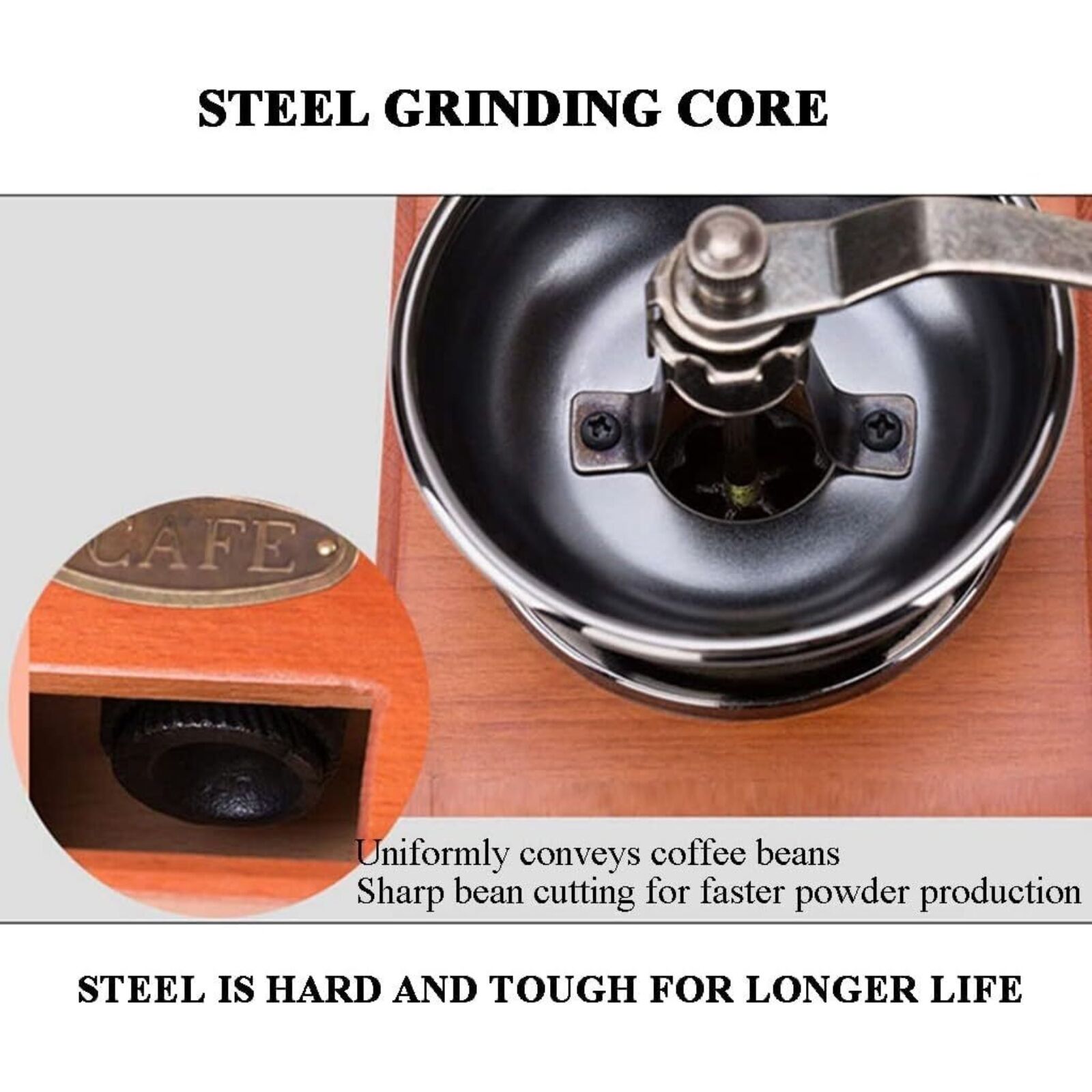 Antique Coffee Grinder Mill Manual Hand Made Wooden Bean Grind Classic