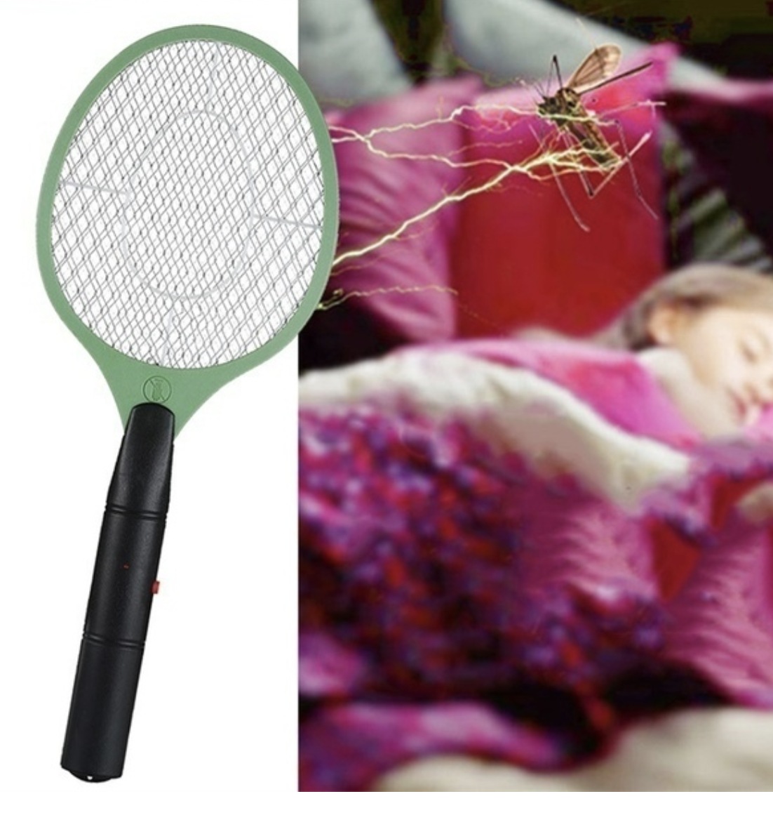 BUG ZAPPER RACKET Fly Mosquito Pest Swatter Net Racquet Electric Insect