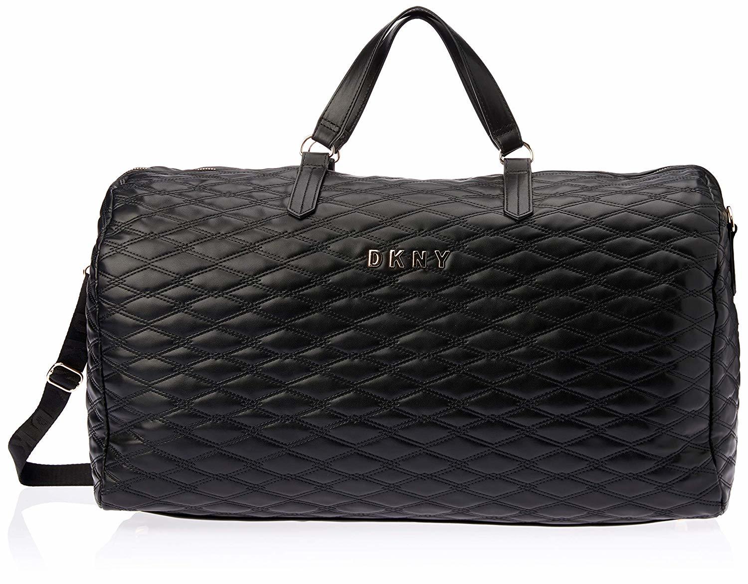 black quilted overnight bag