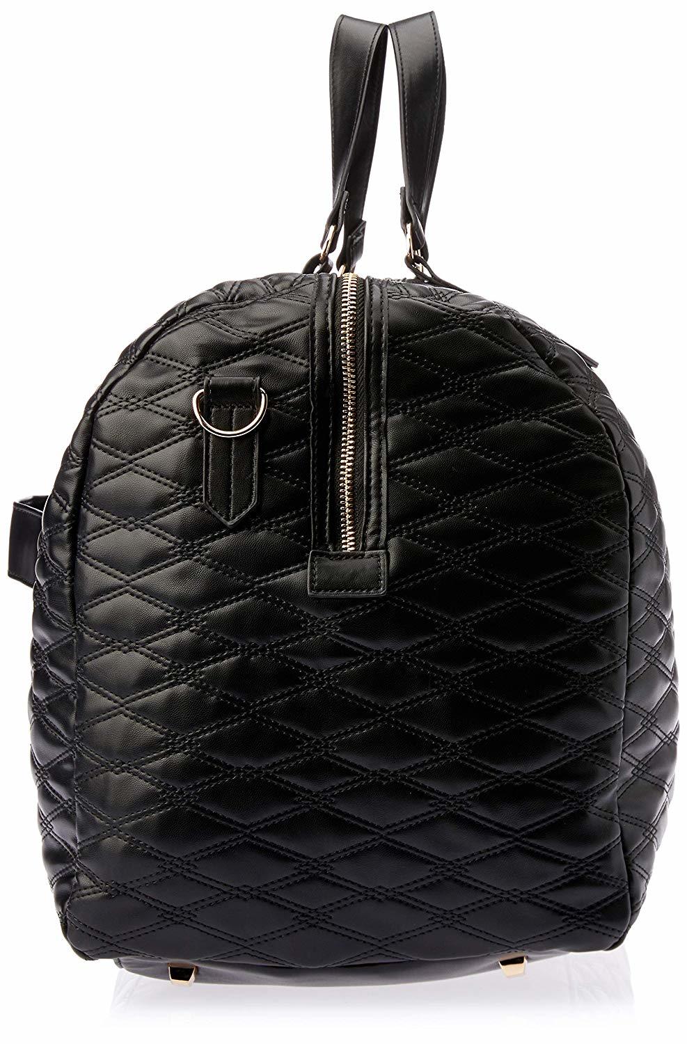 black quilted overnight bag