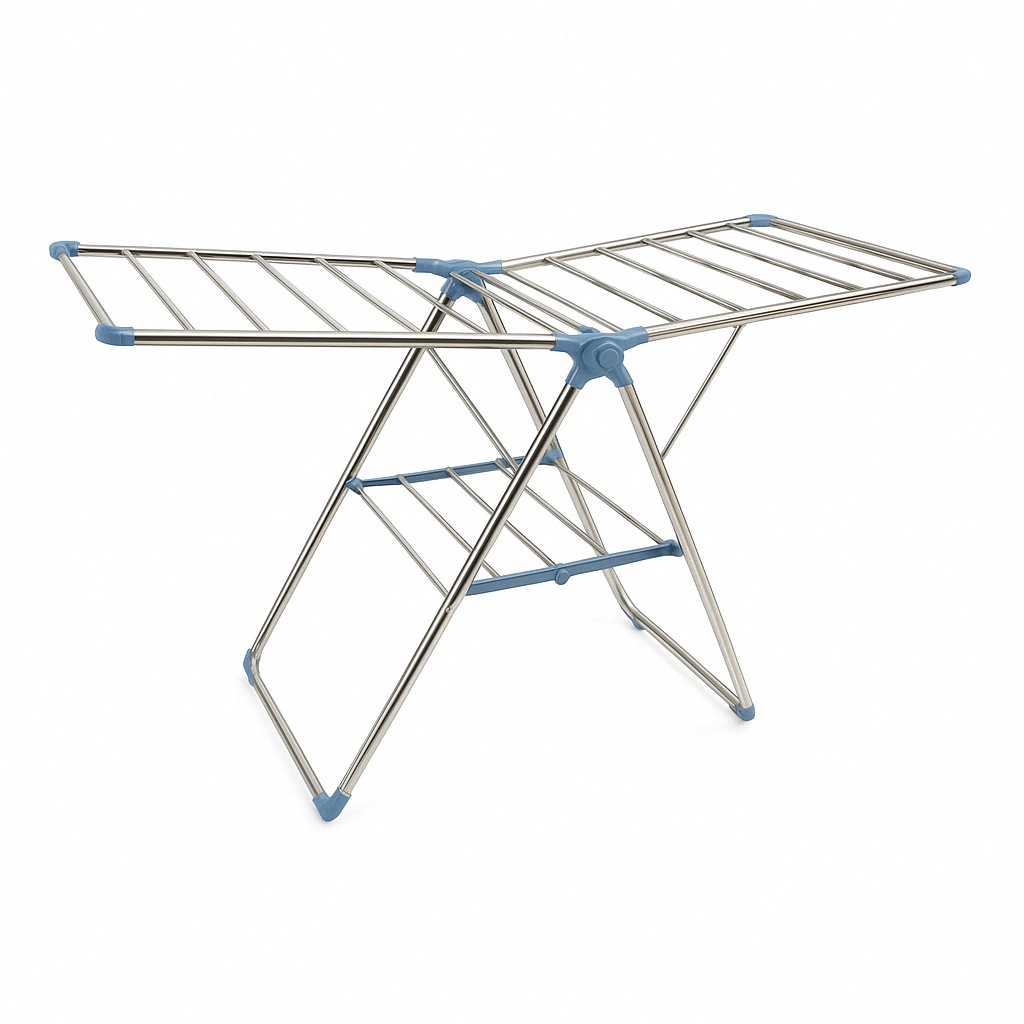Foldable 2 Tier Blue Aluminium Clothes Drying Airing Rack Stand