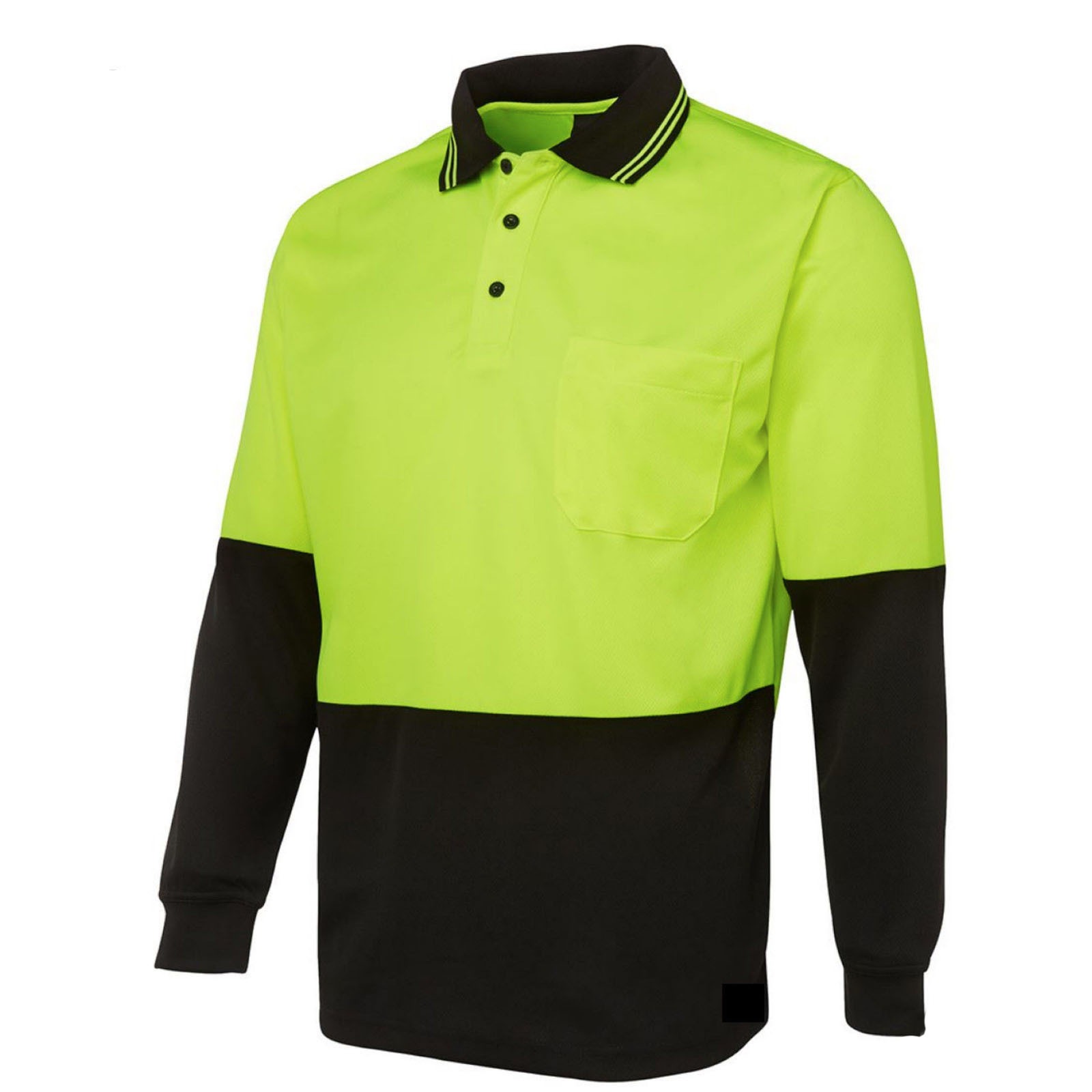 HI VIS LONG SLEEVE POLO SHIRT Top Safety Workwear Fluro Breathable Dry