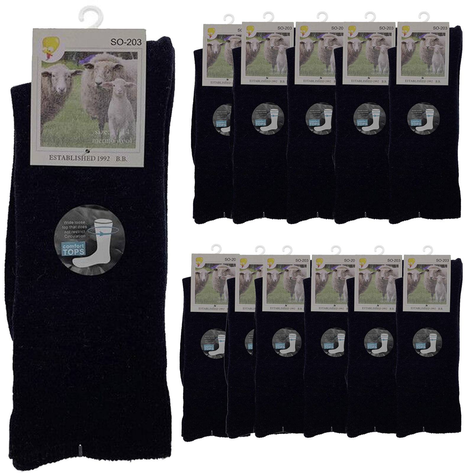 Merino Wool Men's Loose Top Thermal Socks Diabetic Comfort Circulation 12 Pairs Buy Men's