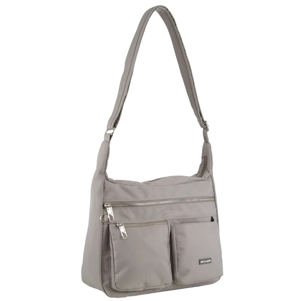 Pierre Cardin Nylon Cross Body Bag RFID AntiTheft Slash Proof Taupe