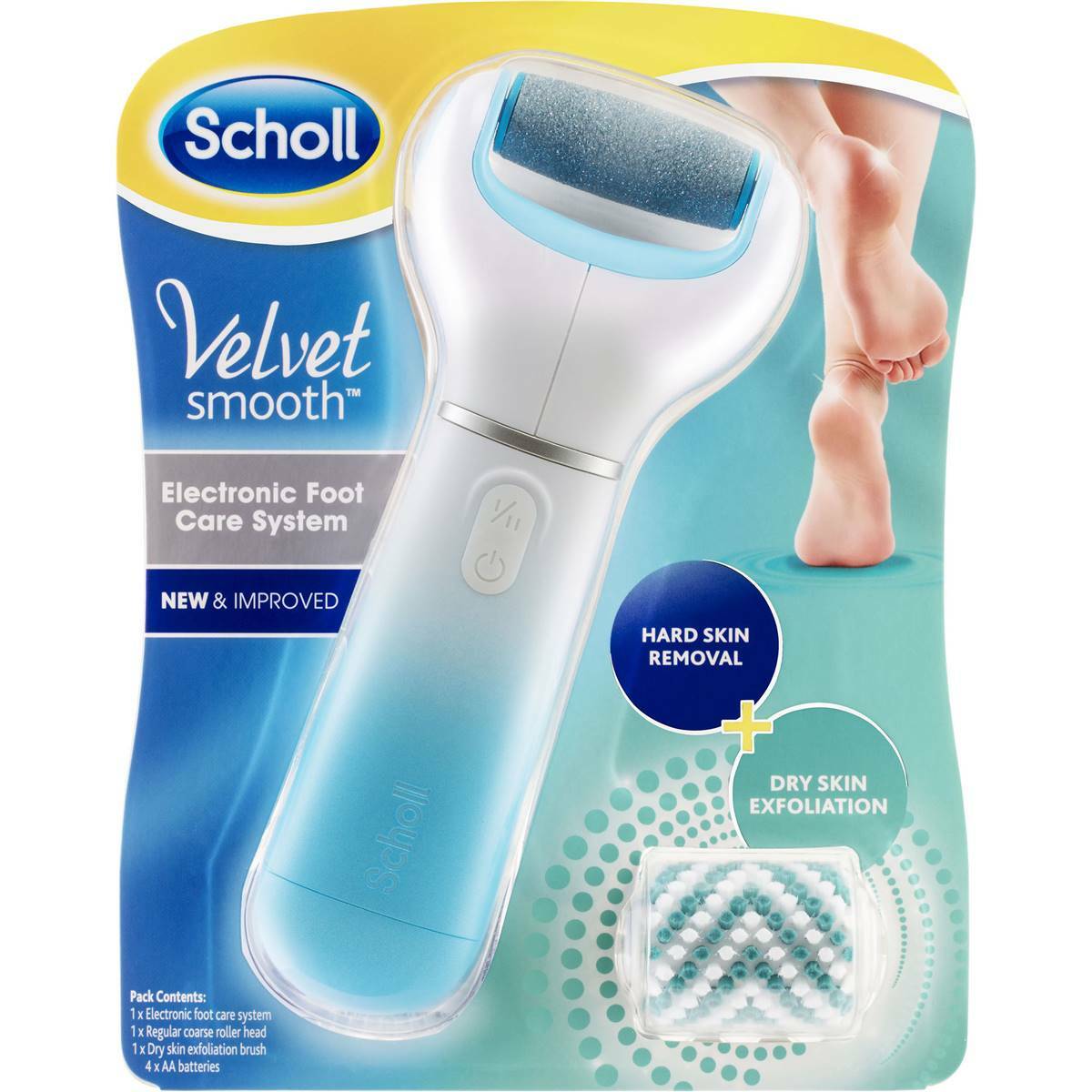 SCHOLL Velvet Smooth Electronic Foot File Care System Wet & Dry Hard