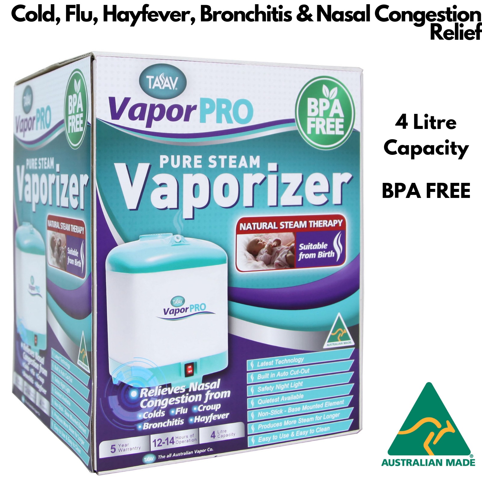 TAAV Vapor Pro Pure Steam Vaporizer Vapour Humidifier for Fly & Cold