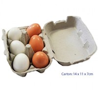 Fun Factory Wooden Pretend Toys Food Egg Carton 6 Eggs
