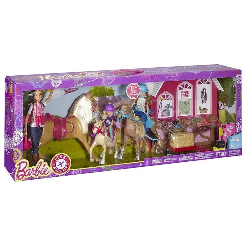 barbie pink passport horses and ranch giftset