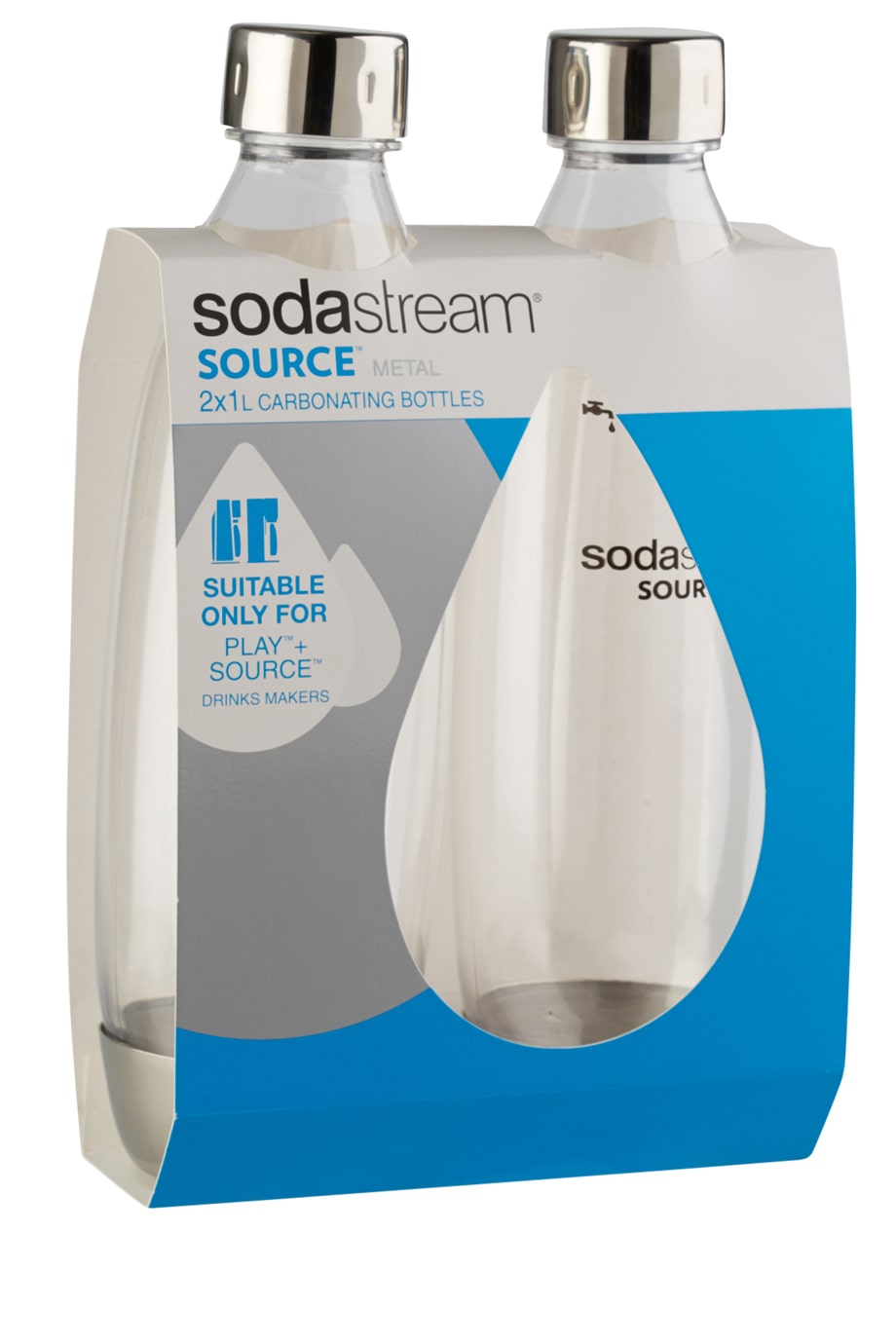 SodaStream Twin Pack of BPA Free Drink Bottles 1Ltr Fuse Metal Buy