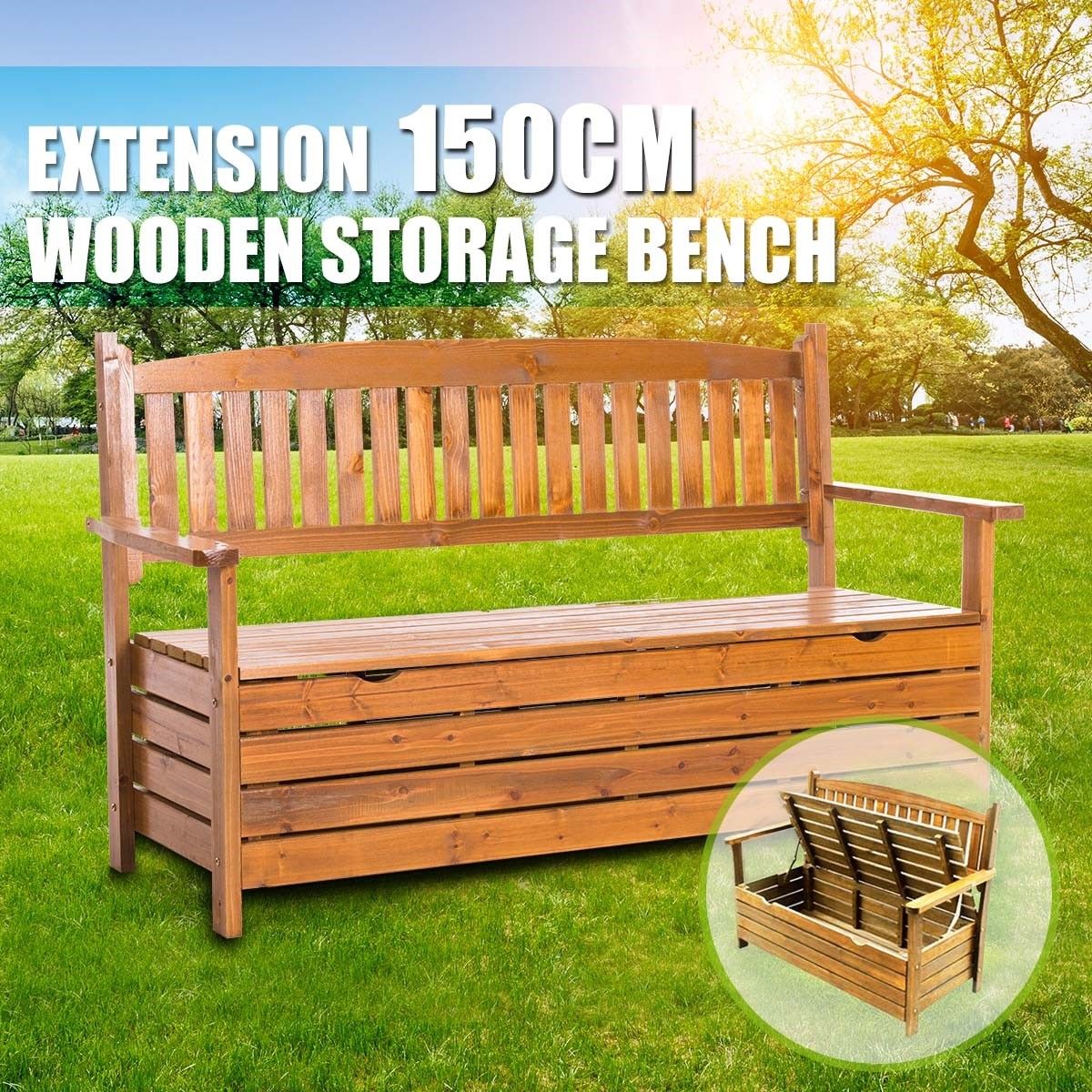 1.5M Wooden Storage Bench Garden Chest Buy Outdoor Benches 363823