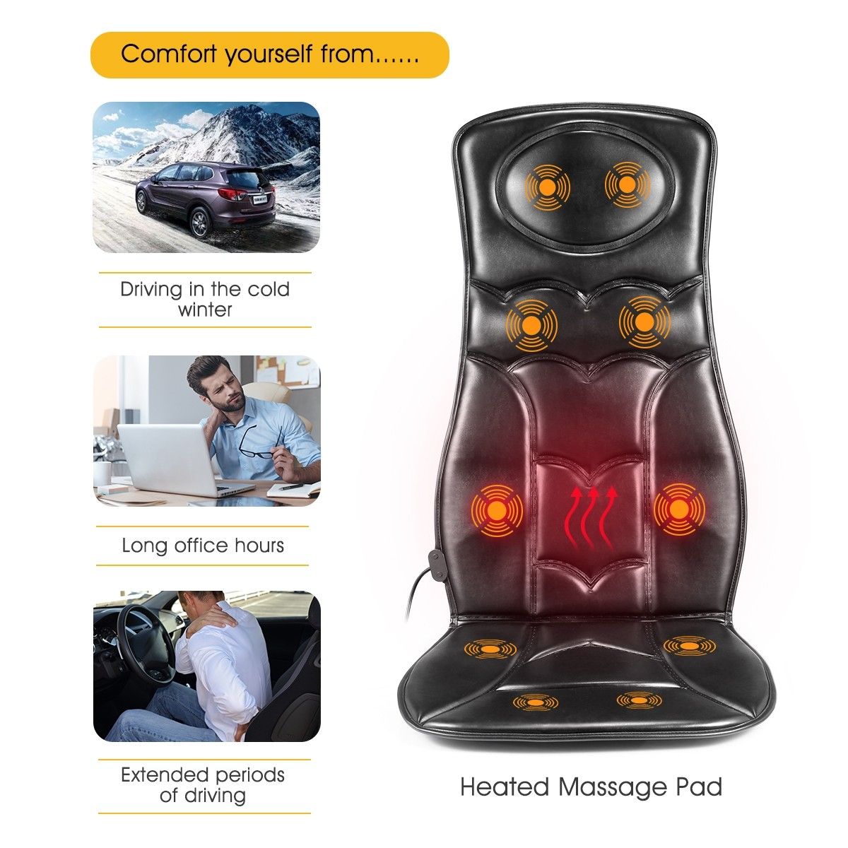 Vibration Massage Seat Cushion Heating Therapy Chair Pad w ...