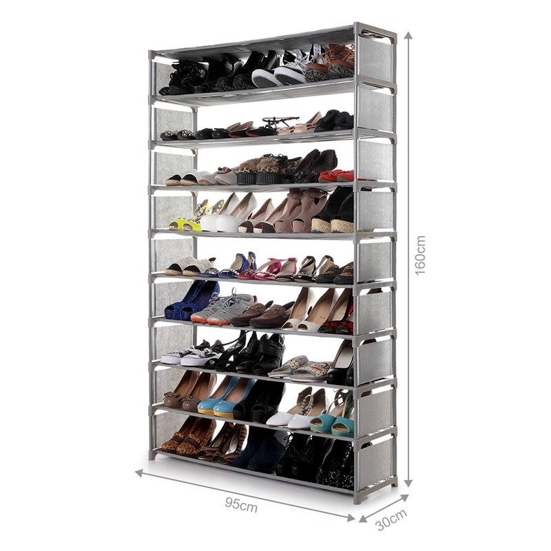 10 Tiers Shoe Rack Cabinet Storage Organizer 50 Pairs Shoe ...