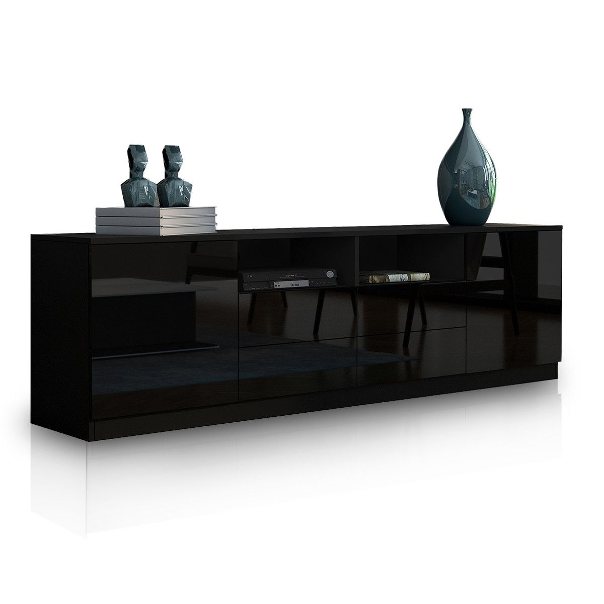 180cm Tv Stand Cabinet Wood Entertainment Unit Gloss Storage Shelf