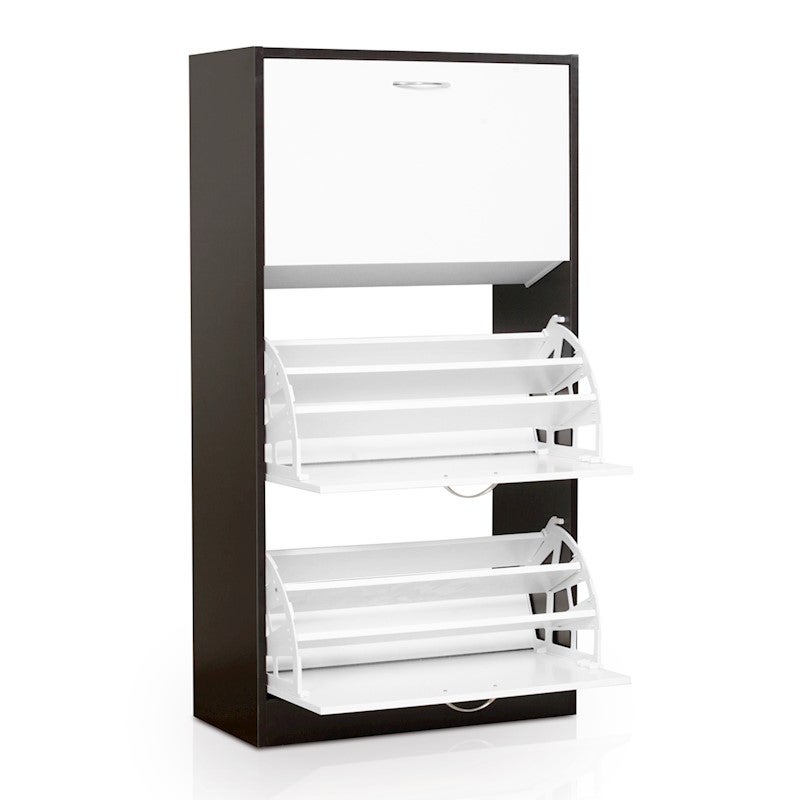 27 Pair Shoe Storage Cabinet Walnut White Finish Buy Shoe Racks Cabinets 358897