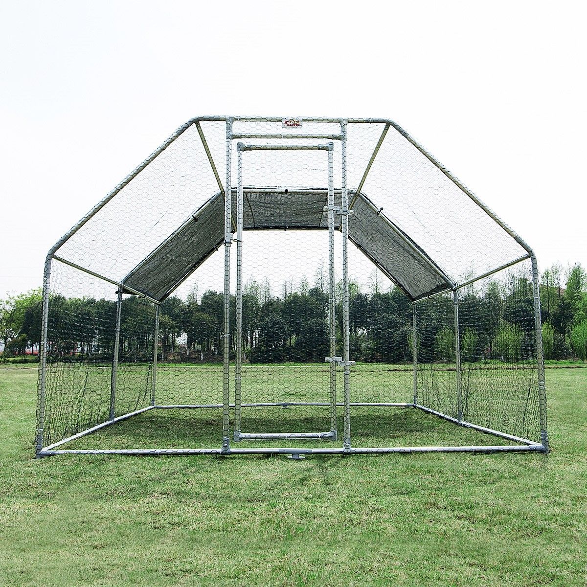 3.8M x 2.8M Large Metal Chicken Coop Walkin Cage Run House Shade Pen W