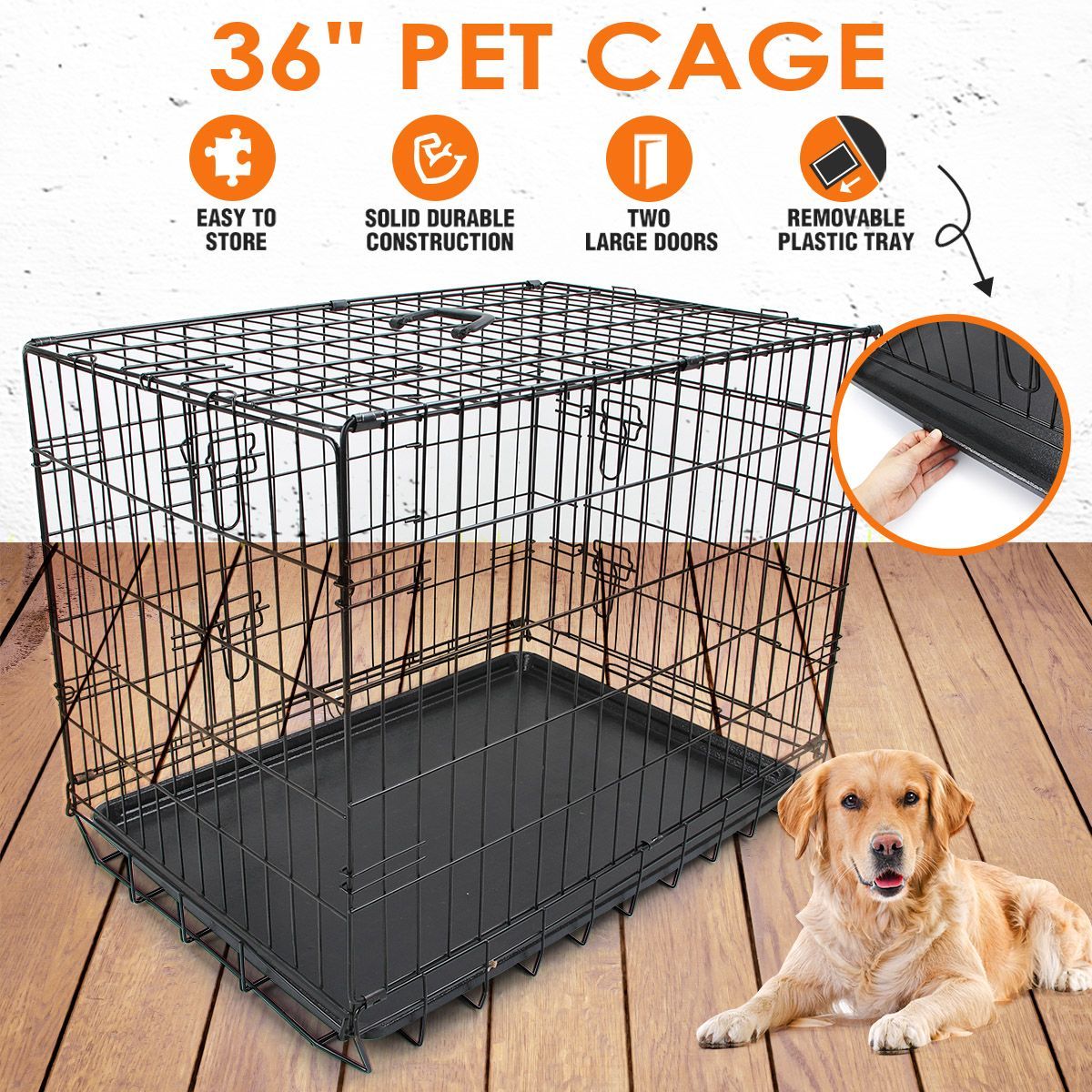 36 inch Folding Dog Crate with Double Doors Buy Metal Crates