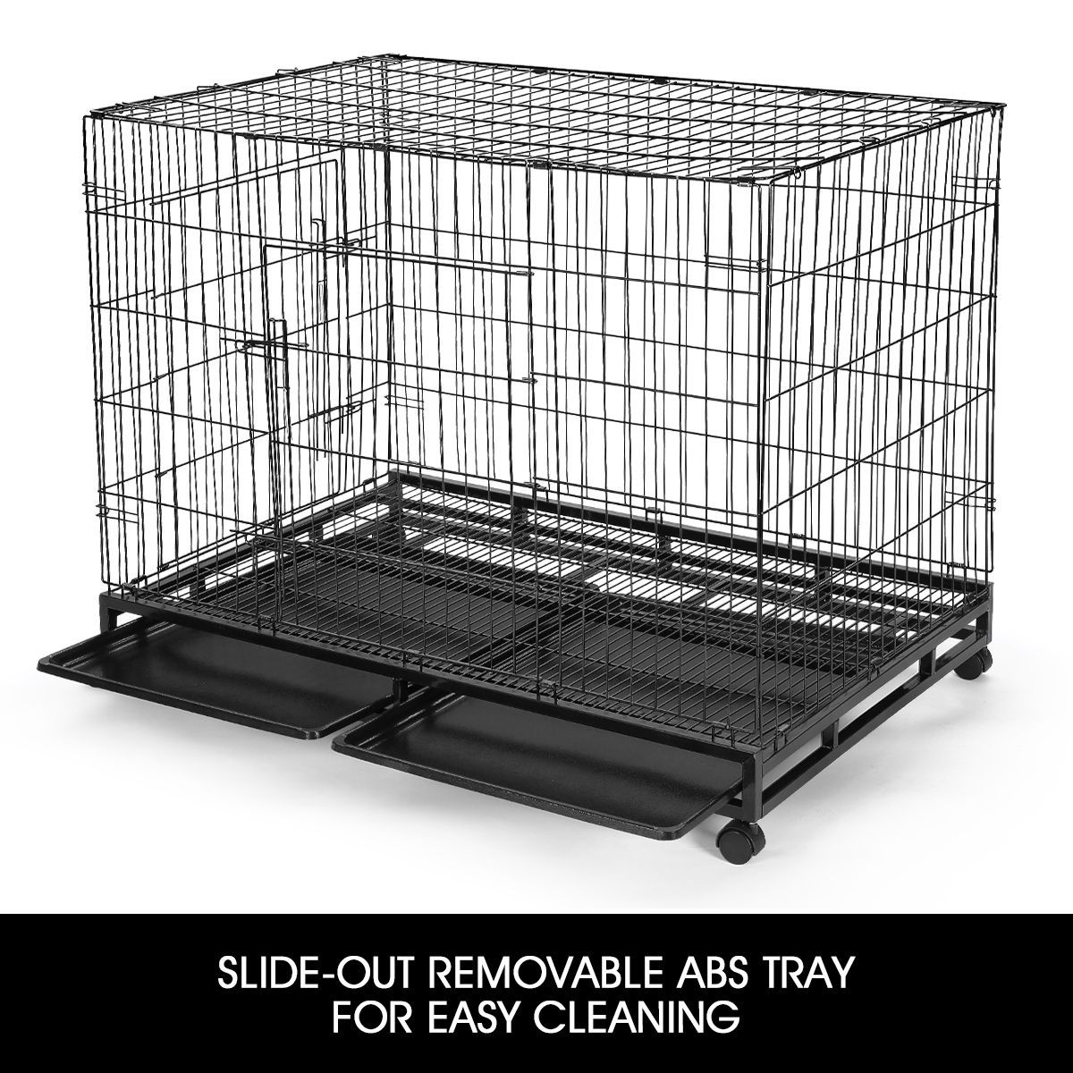 Folding Metal Pet Dog Crate Cage Home w/ Wheels 48inch Buy Metal Crates & Carriers 358688