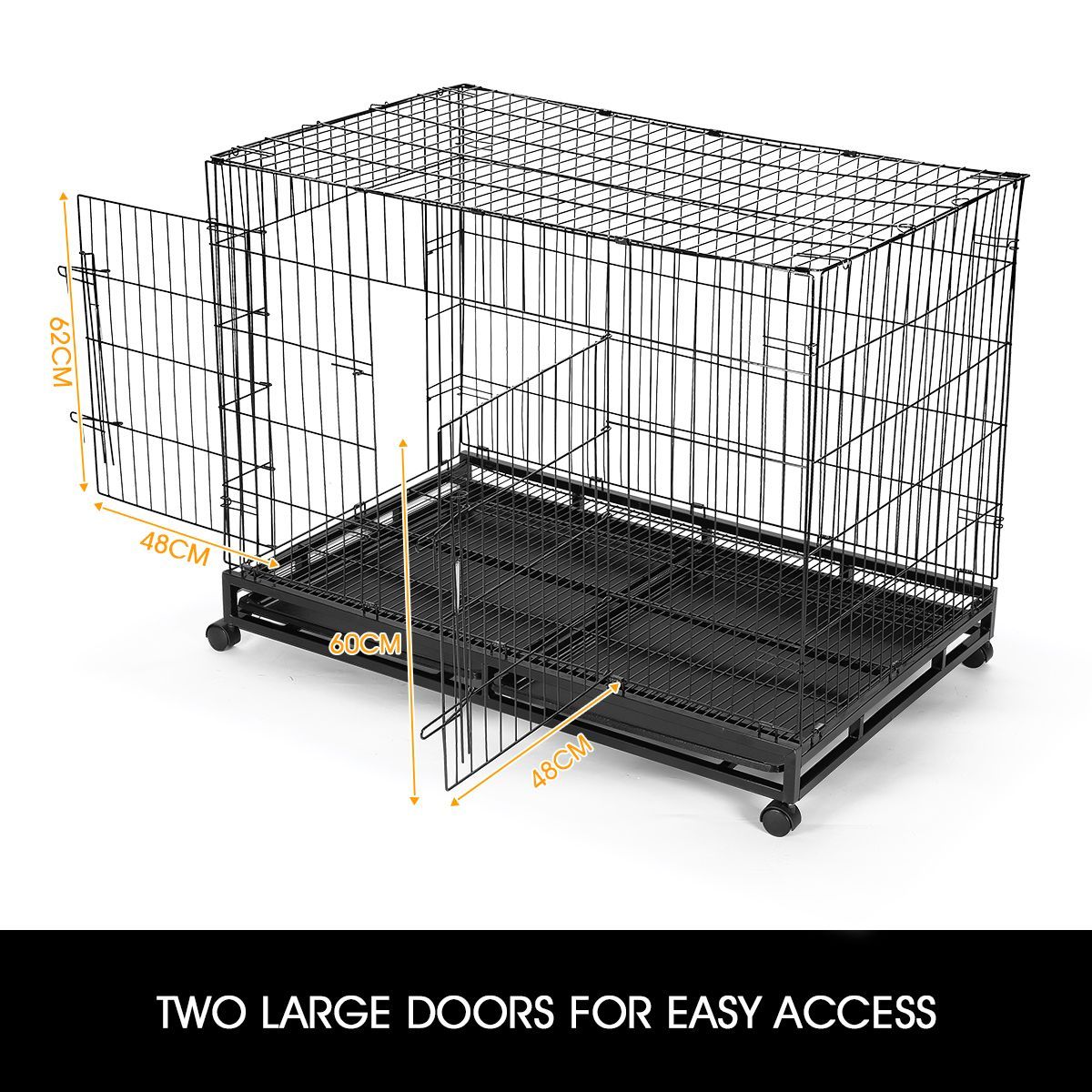 Folding Metal Pet Dog Crate Cage Home w/ Wheels - 48-inch | Buy Metal ...