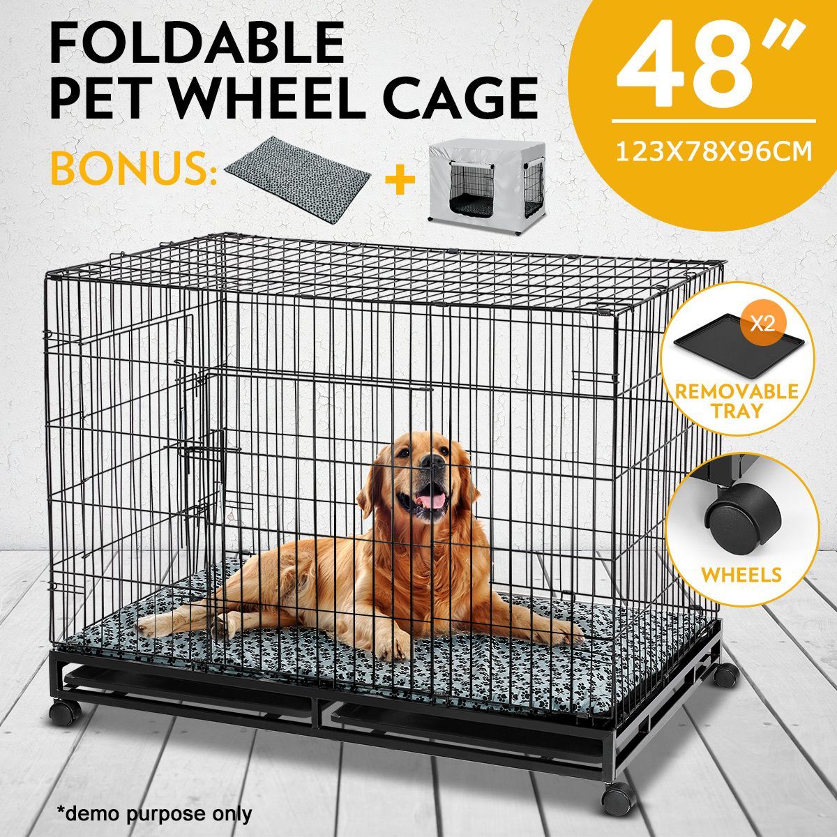 Folding Metal Pet Dog Crate Cage Home w/ Wheels 48inch Buy Metal