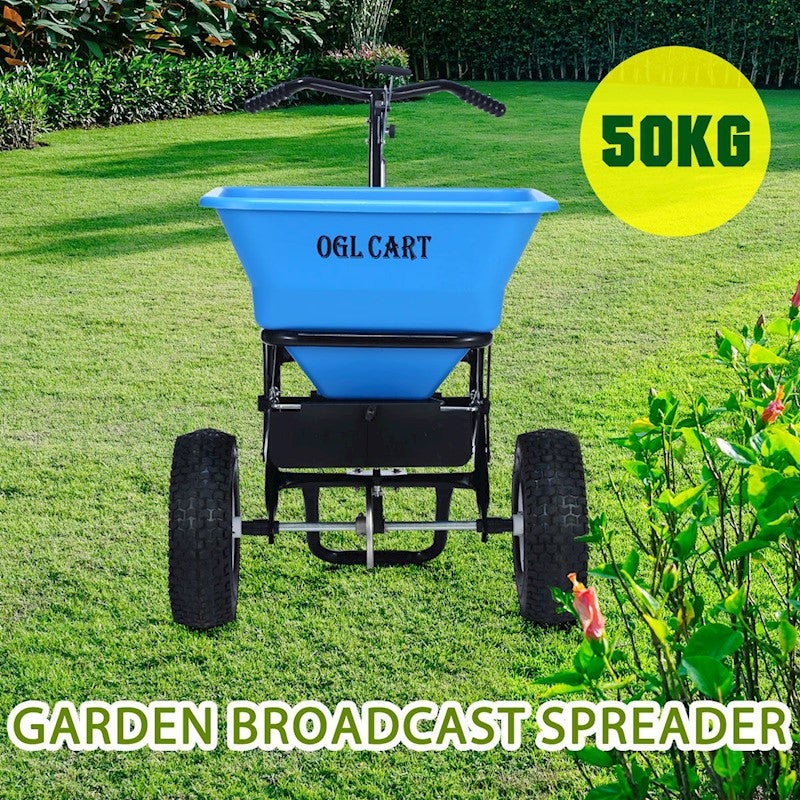 50kg Walk Behind Broadcast Spreader Lawn Seed Fertilizer Farm Seeder - Blue | Buy Tow Spreaders ...