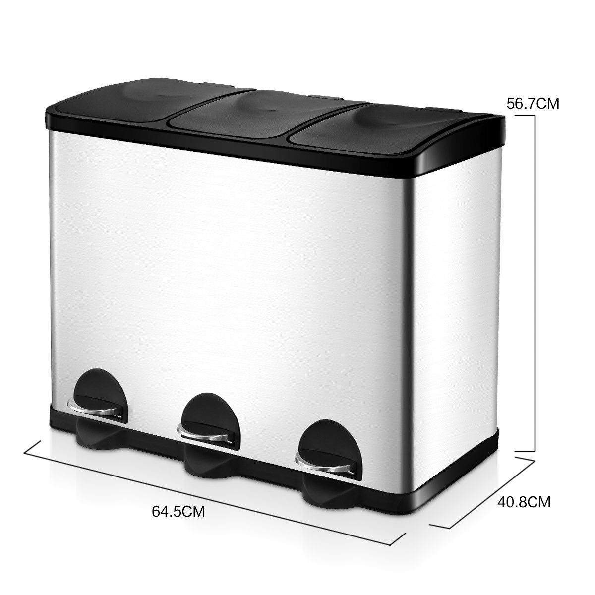 60L Pedal Garbage Rubbish Bin Stainless Steel Kitchen