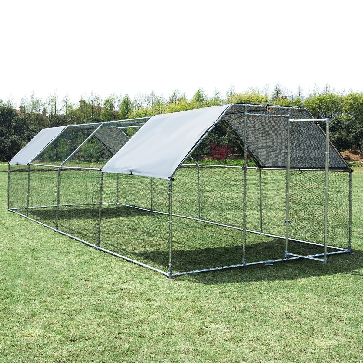 7.6M x 2.8M Large Metal Chicken Coop Walkin Cage Run House Shade Pen W