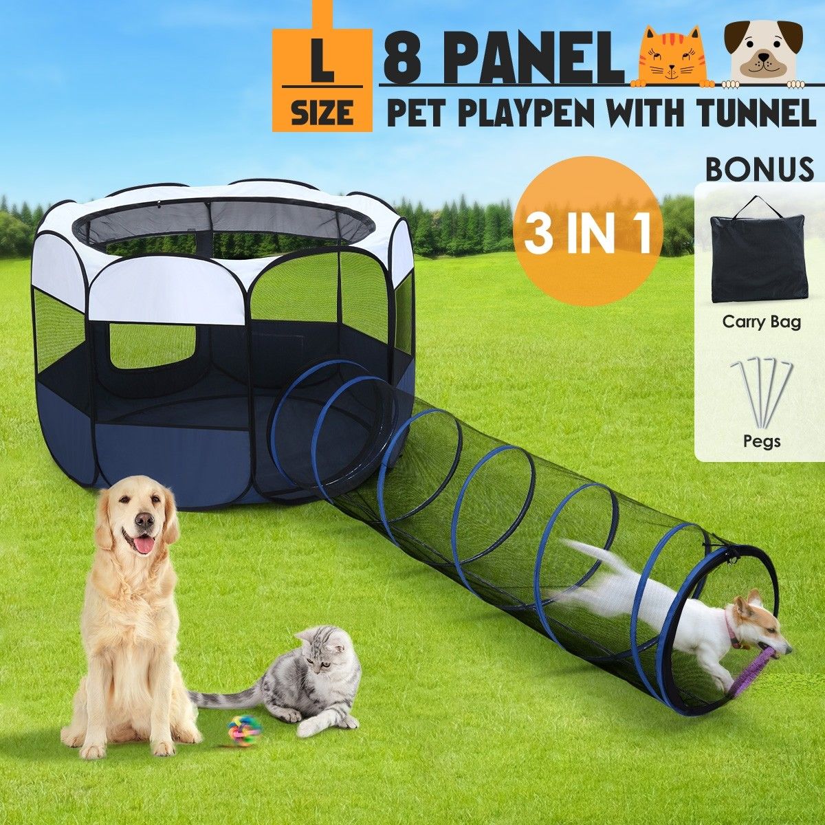 Snapklik.co : Royizen Puppy Cat Tent Playpen Foldable Waterproof Dog