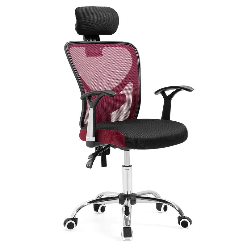Adjustable Breathable Ergo Mesh Office Computer Chair With Lumbar Support Black Red 363895 00 