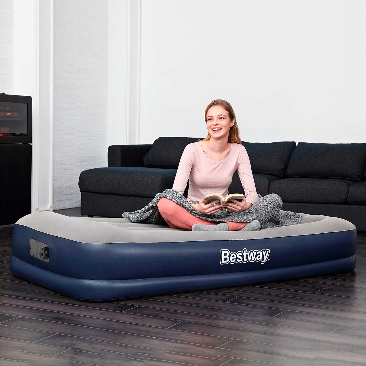 Bestway Inflatable Bed Single Size Air Mattress with Built-in Pump and Pillow | Buy Inflatable 