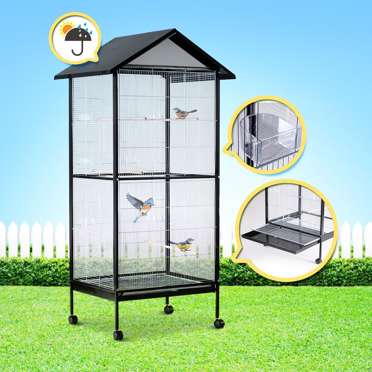 Rolling Large Pet Bird Parrot Cage Carrier Stand Perches 185cm Buy