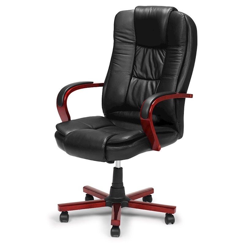 Black Genuine Leather Rolling Executive Chair | Buy Office ...