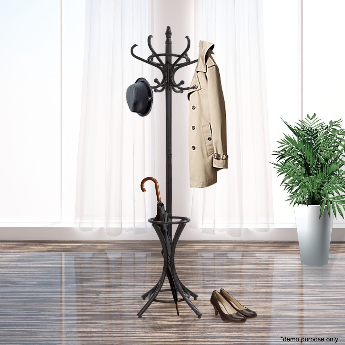 Stylish Coat Stand with 12 Hooks Walnut Buy Coat Racks 363882