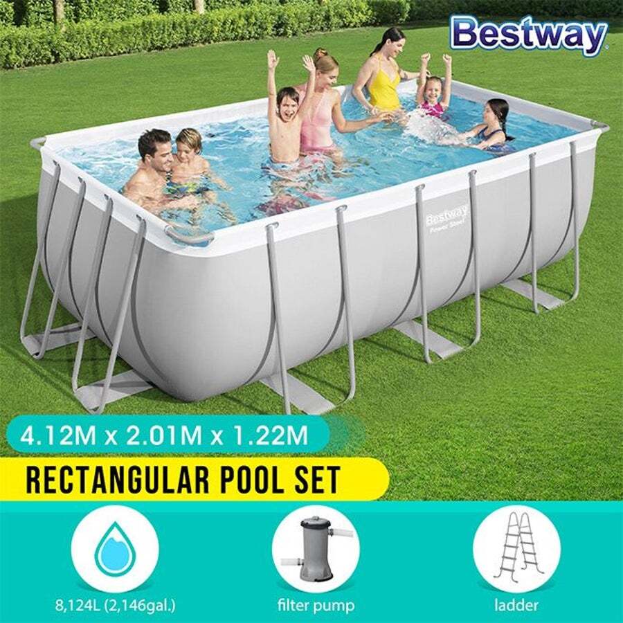 pool portable bestway backyard ground swimming above pump rectangular pools level stable