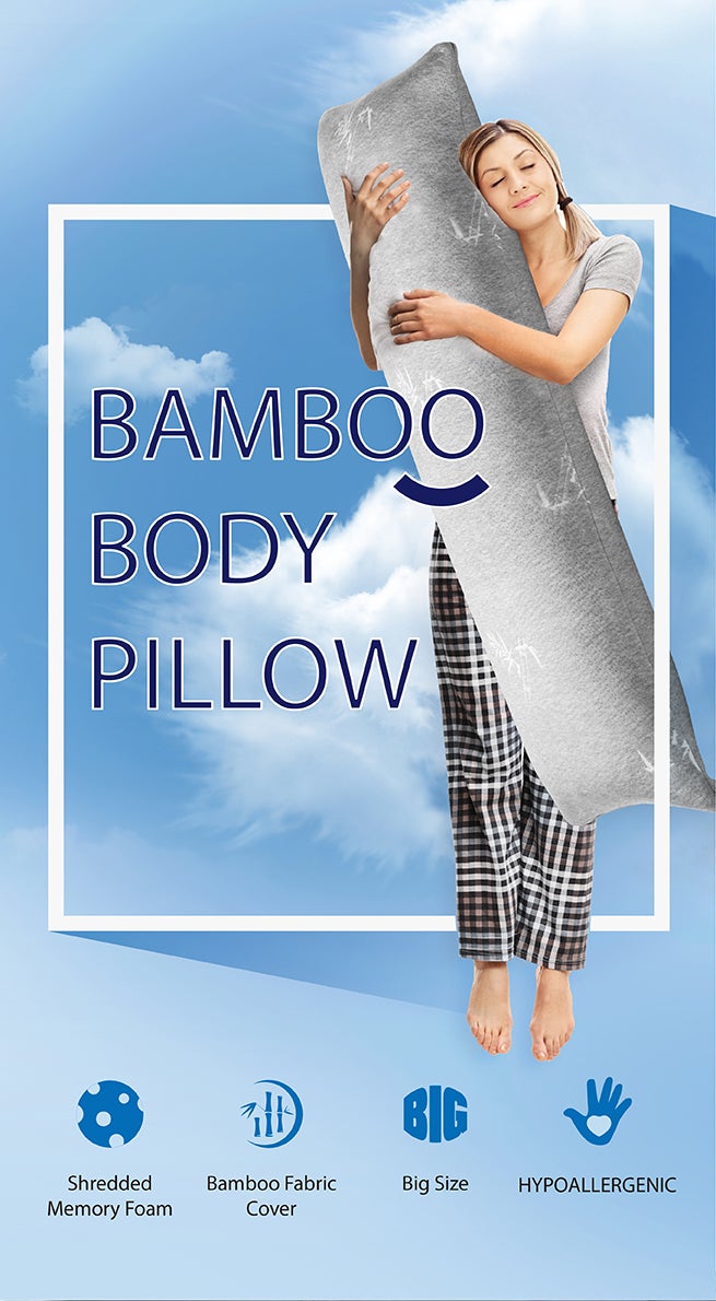 Body Pillow W Cover LARGE For Adults Hypoallergenic Removable Bamboo 