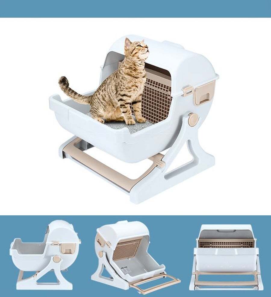 Petscene Cat Litter Box Pet Semi Automatic Cat Toilet Cat Furniture