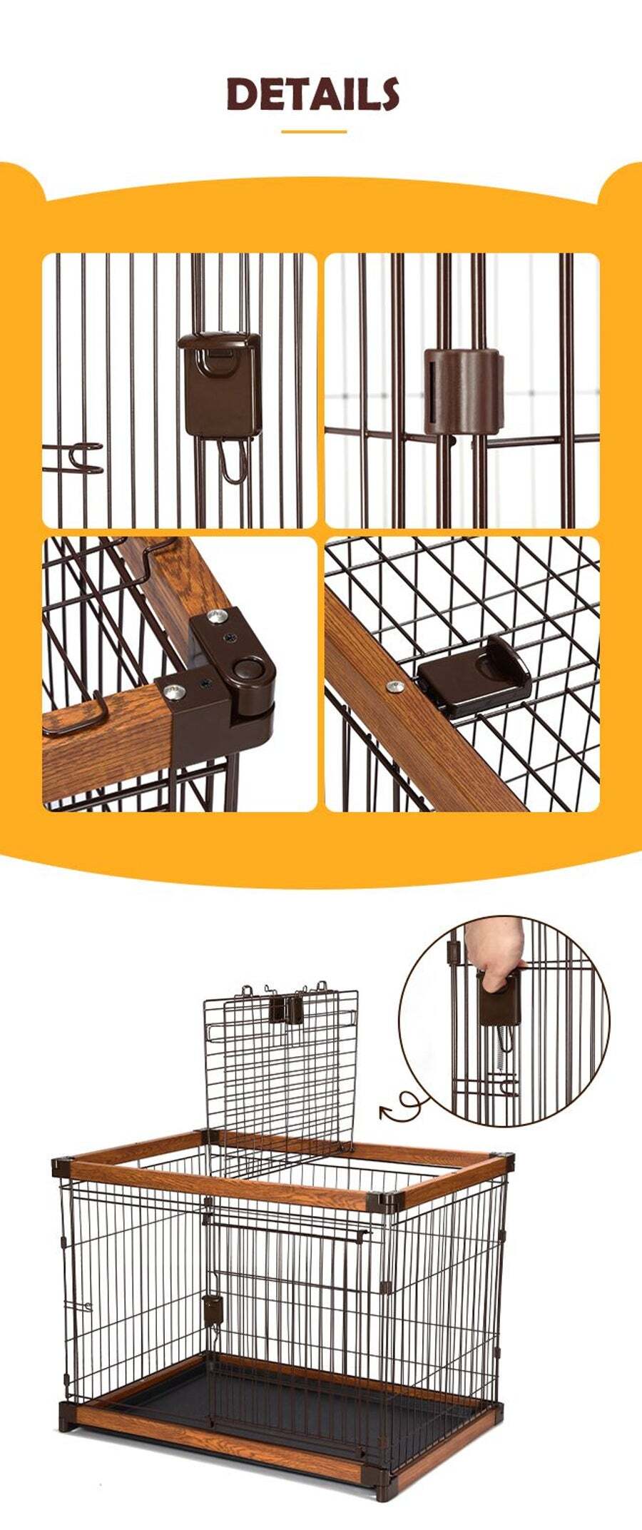 Petscene L Size Cat Dog Wire Crate Pet Cage Enclosure w/ WPC Frame ...