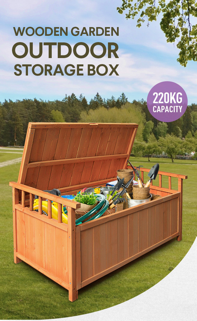 Buy Waterproof Outdoor Storage Box Wooden Garden Deck Storage Bench