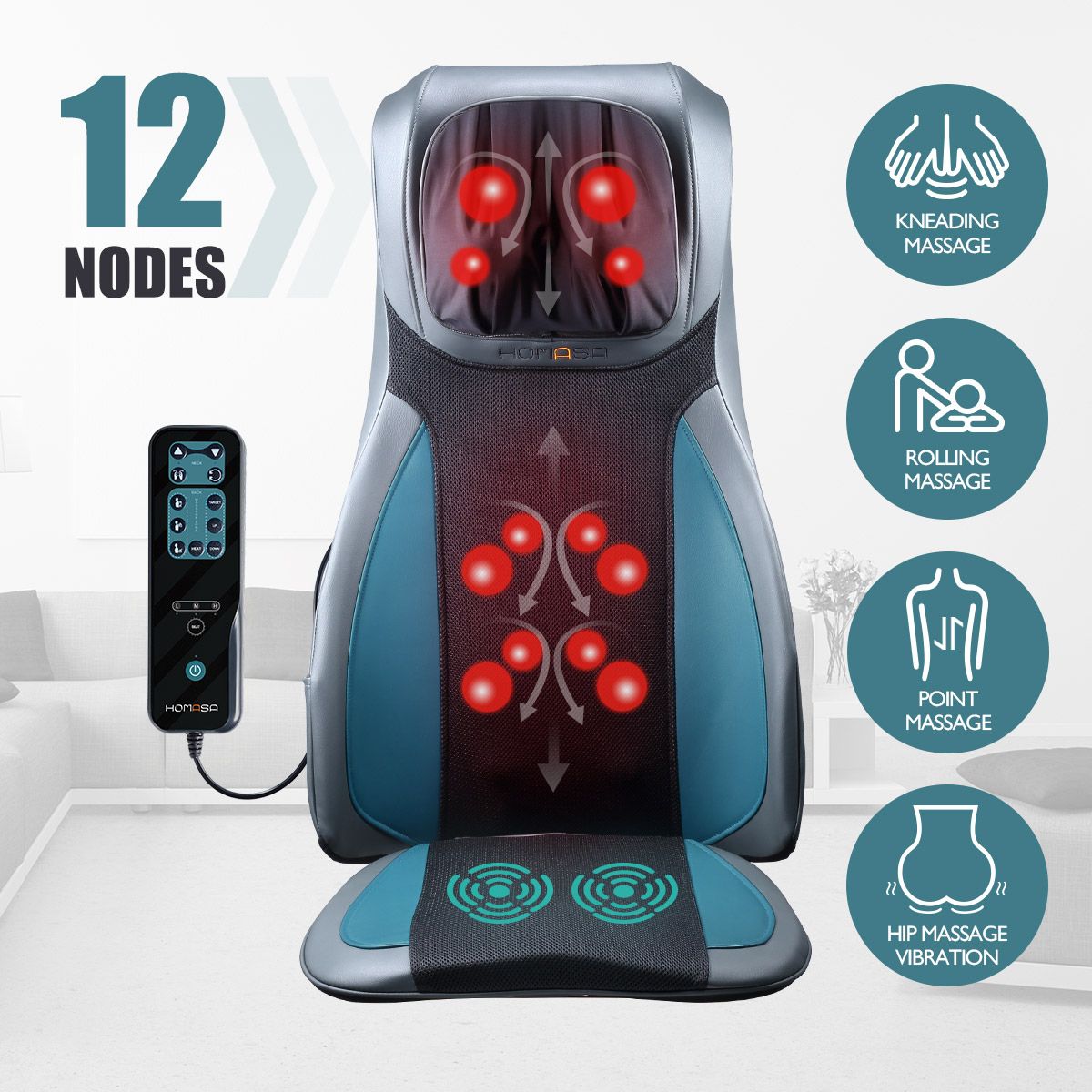 Electric Full Body Massager Massage Chair Cushion Blue & Foot Massager