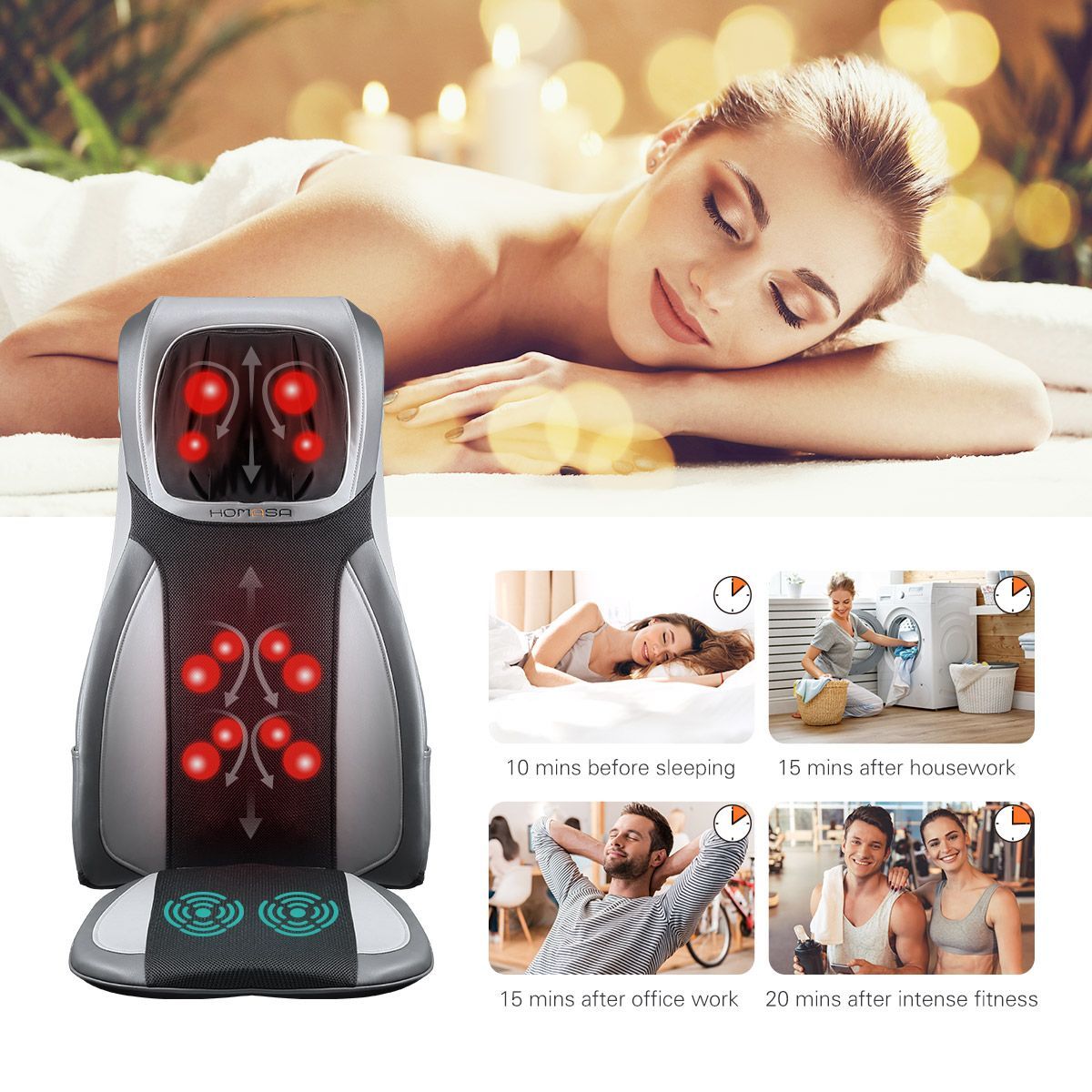 Electric Full Body Massager Massage Chair Cushion Grey & Foot Massager