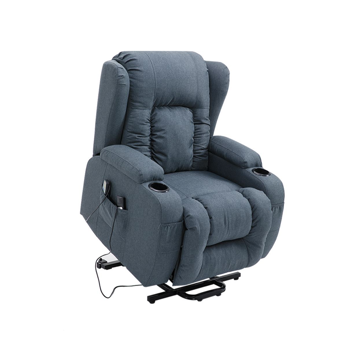 Electric Massage Chair Recliner Linen Fabric Sofa Lift Motor Armchair 8