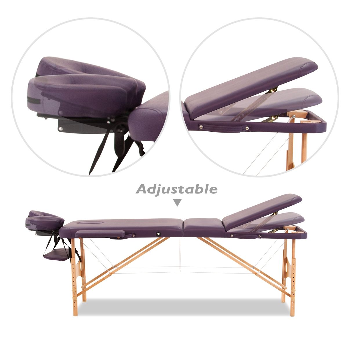Genki Foldable 3Section Massage Table with Carry BagViolet Buy