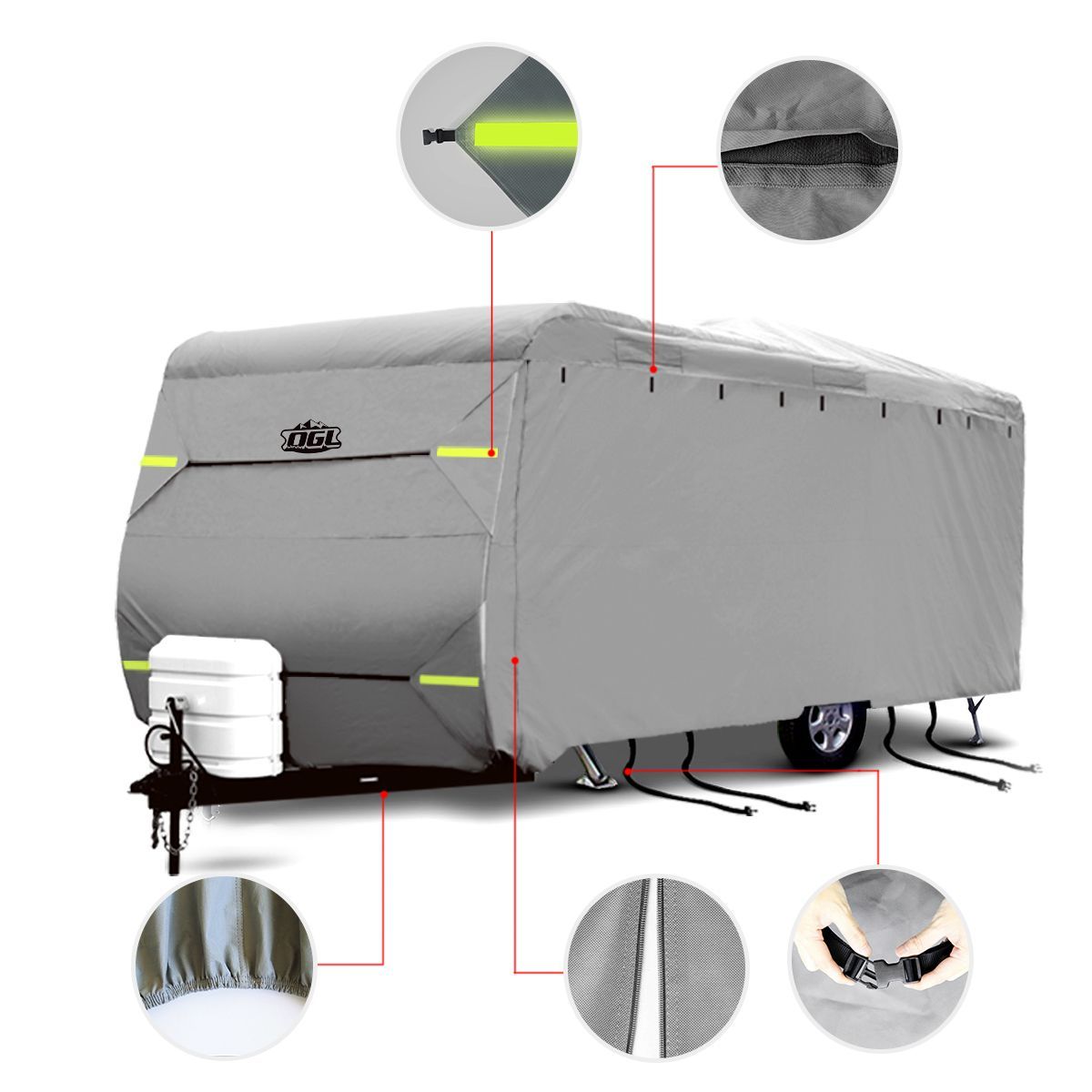 16-18ft Caravan Cover with Reflective Panel Hitch Cover | Buy Caravan ...