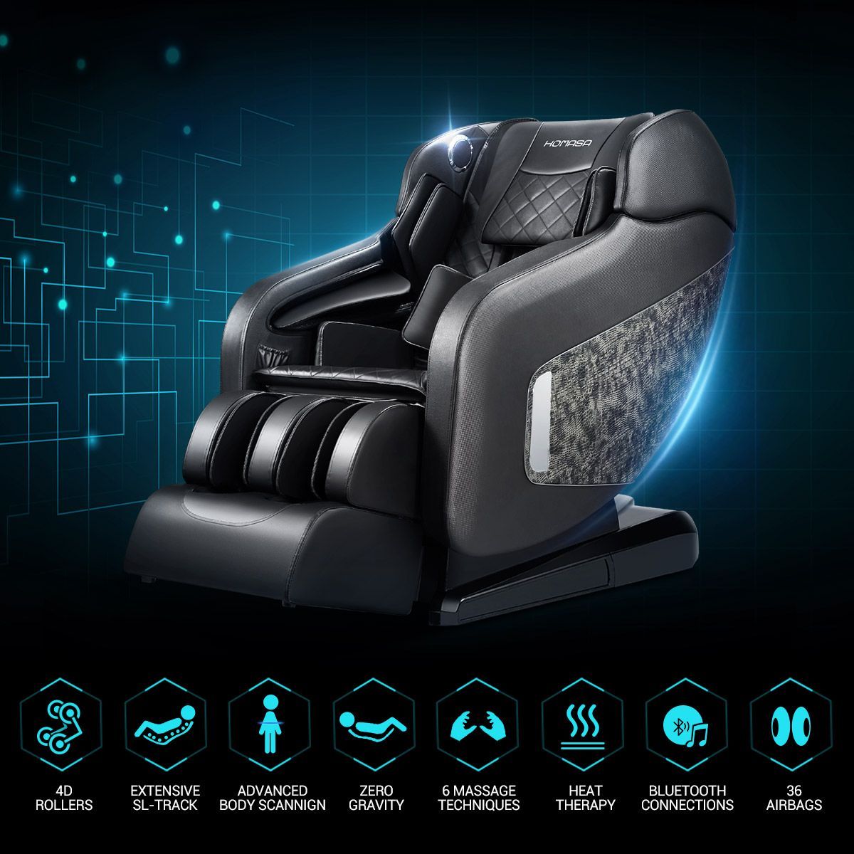 HOMASA 4D Electric Massage Recliner Chair Zero Gravity Massager Grey | Buy Massage Chairs - 1079209
